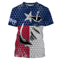 Custom Texas Flag Fishing, Texas Fish hook Long sleeve performance Fishing