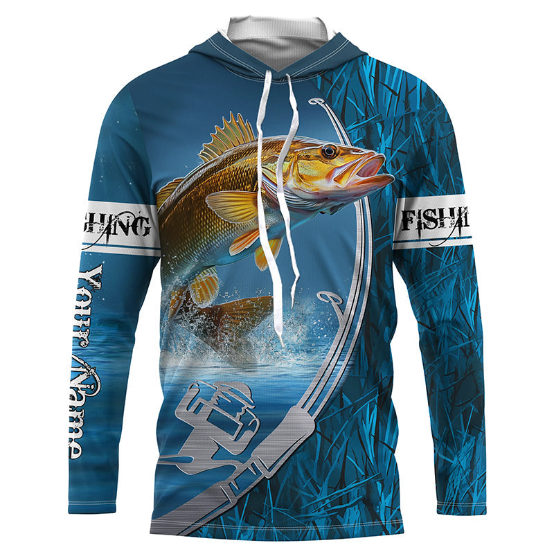 Fish Hook Custom Walleye Long Sleeve Performance Fishing, Walleye Tournament Fishing