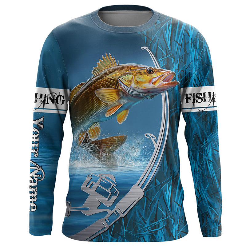 Fish Hook Custom Walleye Long Sleeve Performance Fishing, Walleye Tournament Fishing