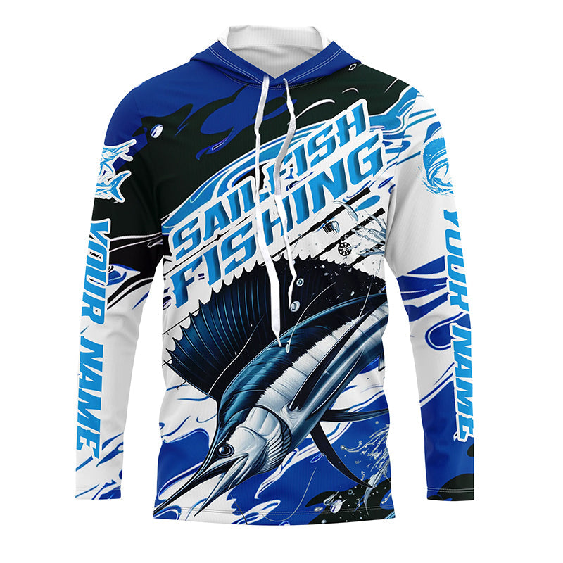 Custom Sailfish Fishing Blue Camo Long Sleeve, Sailfish Saltwater Fishing