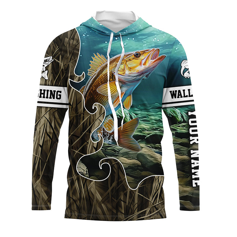 Lake Camo Walleye Fishing Custom Long Sleeve Fishing, Walleye Tournament Fishing