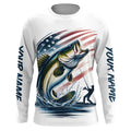 Personalized American Flag Bass Long Sleeve Fishing, Patriotic Bass Fishing