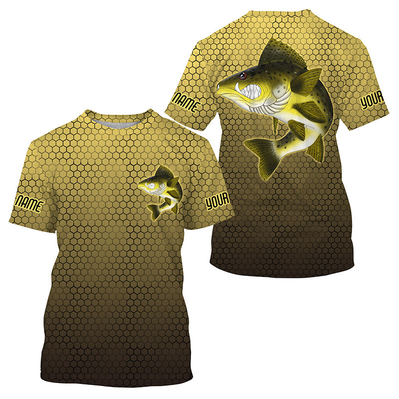 Personalized Angry Walleye Fishing, Walleye Long sleeve performance Fishing