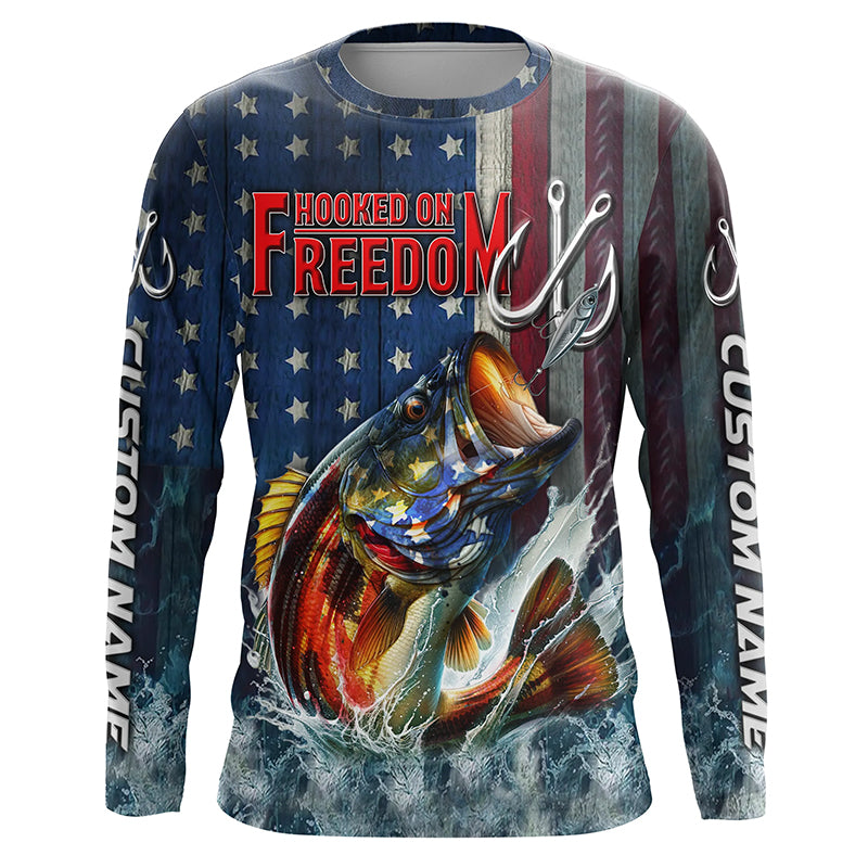 American Flag Bass Custom Fishing, Patriotic Bass Fishing, Women And Kid