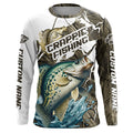 Custom Crappie Fishing, Crappie Long Sleeve Fishing League | Grass Camo