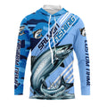 Custom Chinook Salmon Fishing Long Sleeve, King Salmon Saltwater Fishing | Blue Camo