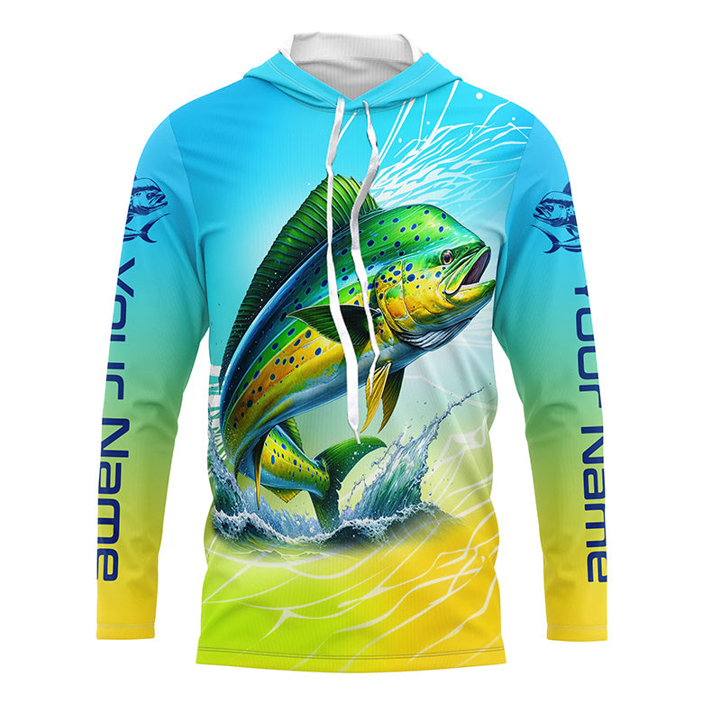 Personalized Mahi Mahi Fishing Long Sleeve Performance, Mahimahi Fishing Saltwater
