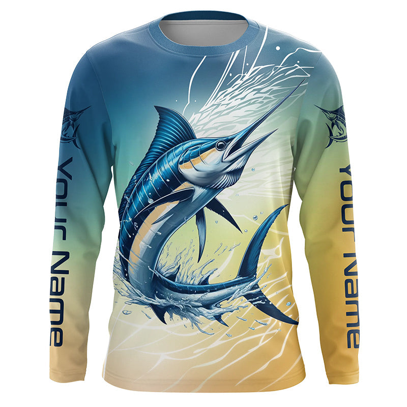 Personalized Marlin Fishing Long Sleeve Performance, Marlin Fishing Saltwater