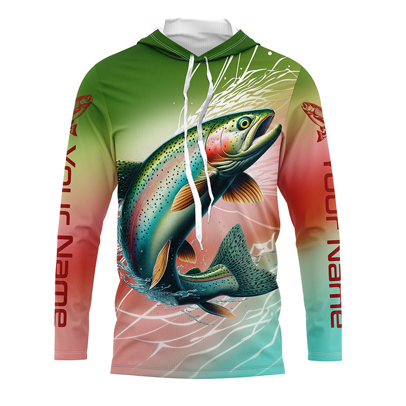 Custom Rainbow Trout Fly Fishing, Steelhead Trout Long Sleeve Tournament Fishing