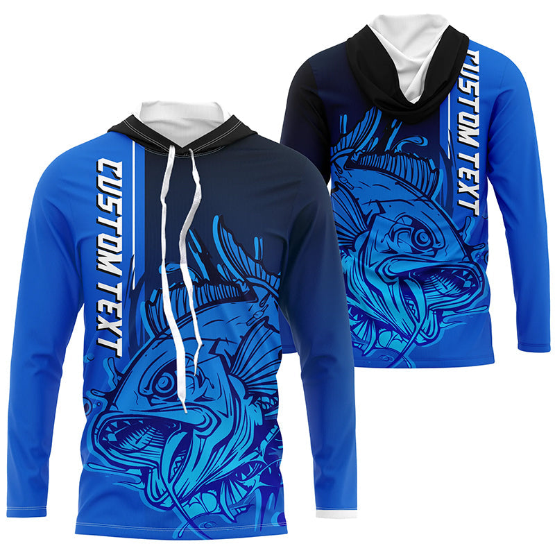 Personalized Skull Fishing Performance Long Sleeve, Skull Fishing | Blue