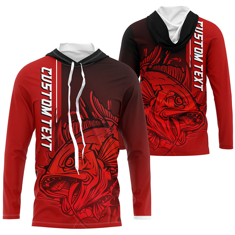 Personalized Skull Fishing Performance Long Sleeve, Skull Fishing | Red