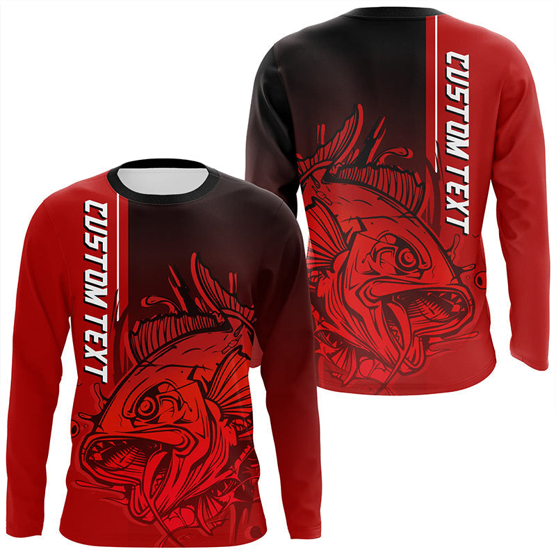 Personalized Skull Fishing Performance Long Sleeve, Skull Fishing | Red