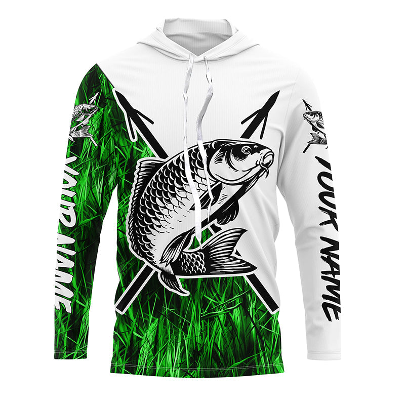 Carp Fish Bowfishing, Custom Carp Bow Fishing Long Sleeve Tournament | Green Camo