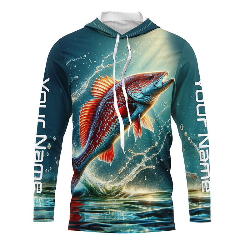 Redfish Puppy Drum Custom Long Sleeve Performance Fishing, Redfish Fishing