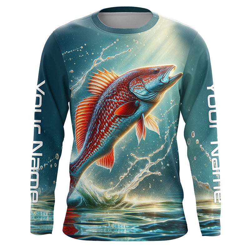 Redfish Puppy Drum Custom Long Sleeve Performance Fishing, Redfish Fishing