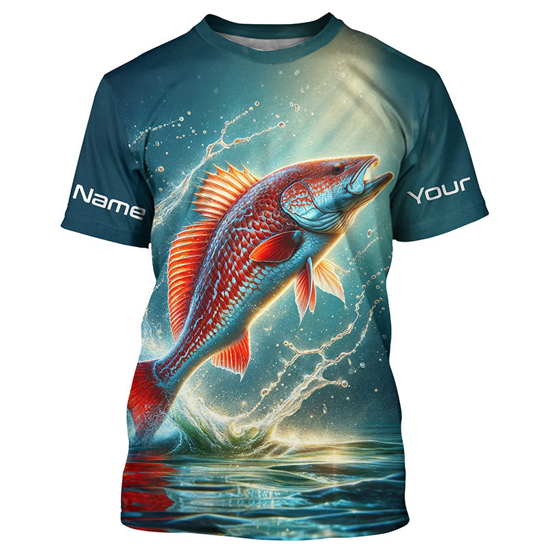 Redfish Puppy Drum Custom Long Sleeve Performance Fishing, Redfish Fishing