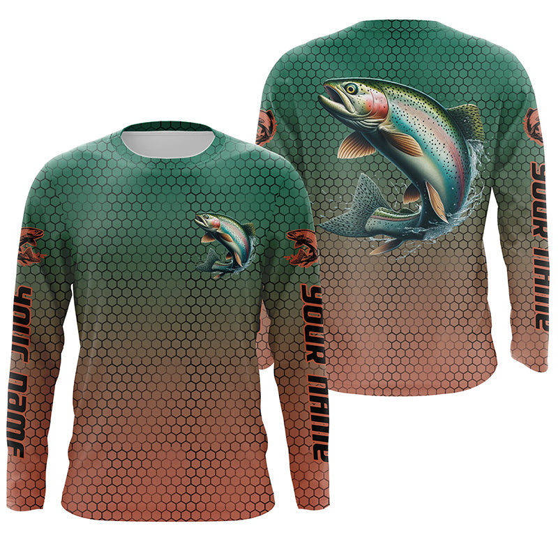 Rainbow Trout Fishing Custom Long Sleeve Tournament Fishing, Trout Fisherman Fishing