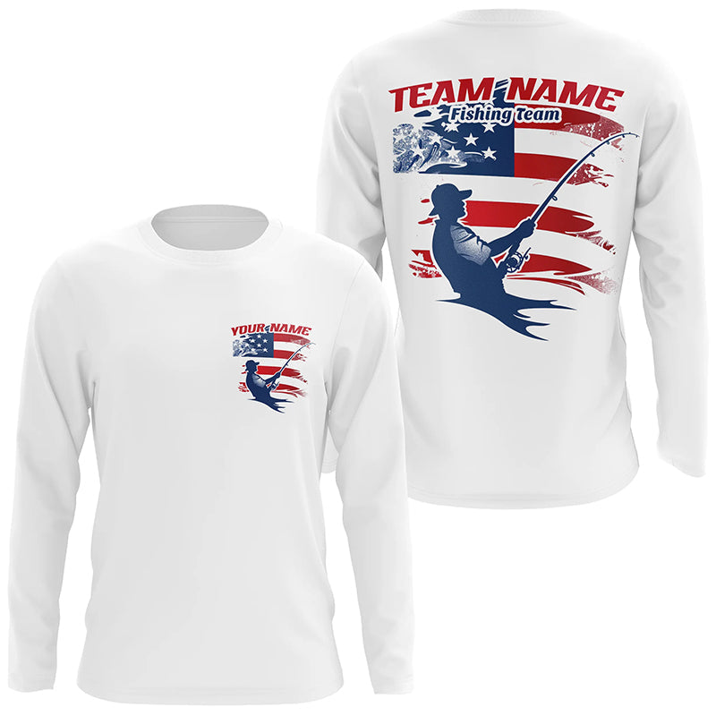 Custom Patriotic Fisherman Long Sleeve Tournament Fishing, Patriotic Fishing Team
