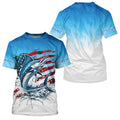 Custom Patriotic Marlin Long Sleeve Fishing, American Flag Marlin Saltwater Fishing