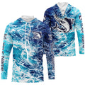 Custom Chinook King Salmon Saltwater Long Sleeve Fishing, Ocean Camo Salmon Fishing
