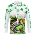 Custom St Patrick's Day Shamprock Largemouth Bass Long Sleeve Hooded Tournament Fishing