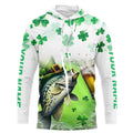 Custom St Patrick's Day Shamprock Crappie Long Sleeve Hooded Tournament Fishing