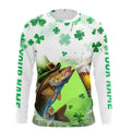 Custom St Patrick's Day Shamprock Walleye Long Sleeve Hooded Tournament Fishing