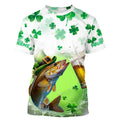 Custom St Patrick's Day Shamprock Walleye Long Sleeve Hooded Tournament Fishing