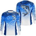 Custom Walleye Long Sleeve Tournament Fishing, Blue Wave Camo Walleye Fishing