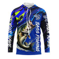 Personalized Largemouth Bass Long Sleeve Tournament Fishing, Water Camo Bass Fishing