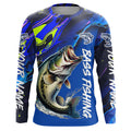 Personalized Largemouth Bass Long Sleeve Tournament Fishing, Water Camo Bass Fishing