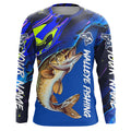 Personalized Walleye Long Sleeve Tournament Fishing, Water Camo Walleye Fishing