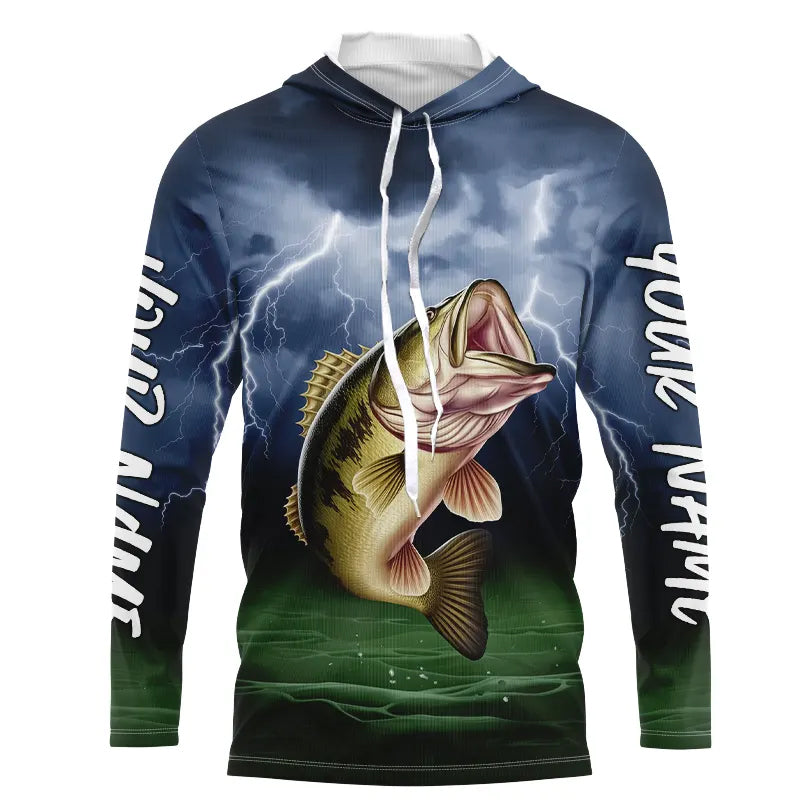 Thunder Lightning Custom Largemouth Bass Tournament Fishing T-Shirts, Bass Fishing