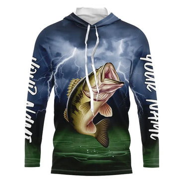 Thunder Lightning Custom Largemouth Bass Tournament Fishing T-Shirts, Bass Fishing