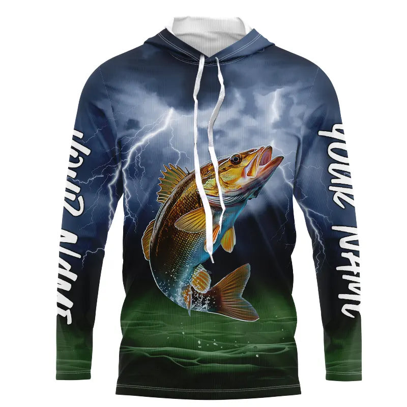 Thunder Lightning Custom Walleye Tournament Fishing T-Shirts, Walleye Fishing