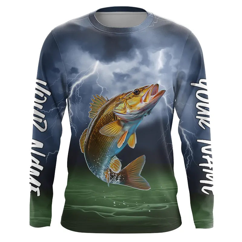 Thunder Lightning Custom Walleye Tournament Fishing T-Shirts, Walleye Fishing
