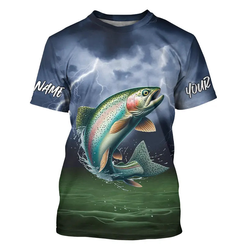 Thunder Lightning Custom Rainbow Trout Long Sleeve Hooded Tournament Fishing