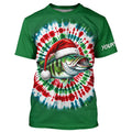 Custom Christmas Bass Fishing Tie Dye Long Sleeve Fishing, Christmas Bass Fishing Gifts
