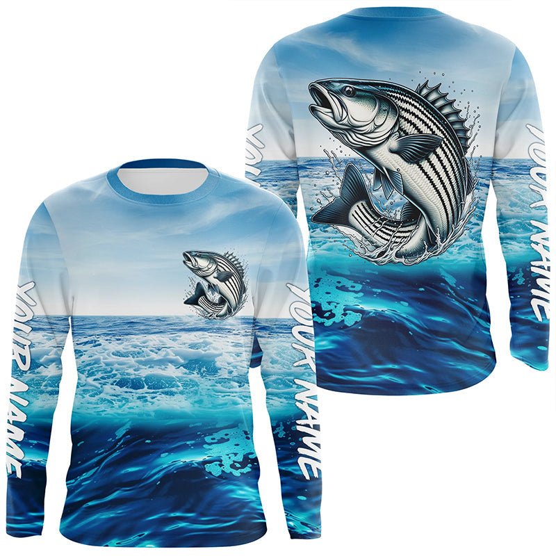 Striped Bass Fishing Custom Performance Long Sleeve Uv, Striper Saltwater Fishing