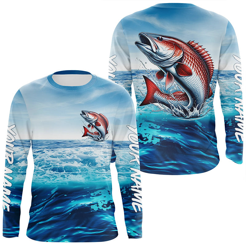 Redfish Puppy Drum Fishing Custom Performance Long Sleeve Uv Protection, Saltwater Fishing