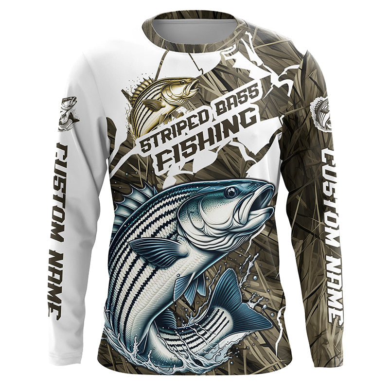 Striped Bass Fishing Custom Long Sleeve Tournament, Camouflage Striper Fishing