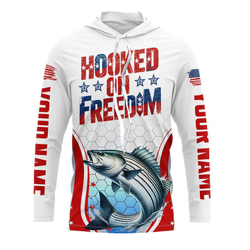American Flag Striped Bass Custom Long Sleeve Fishing, Patriotic Fishing