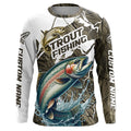 Rainbow Trout Fishing Custom Long Sleeve Tournament, Trout Fly Fishing Grass Camo