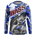 Personalized Bass Fisherman Long Sleeve Fishing, Red White And Blue Camo Fishing