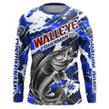 Personalized Walleye Fisherman Long Sleeve Fishing, Red White And Blue Camo Fishing
