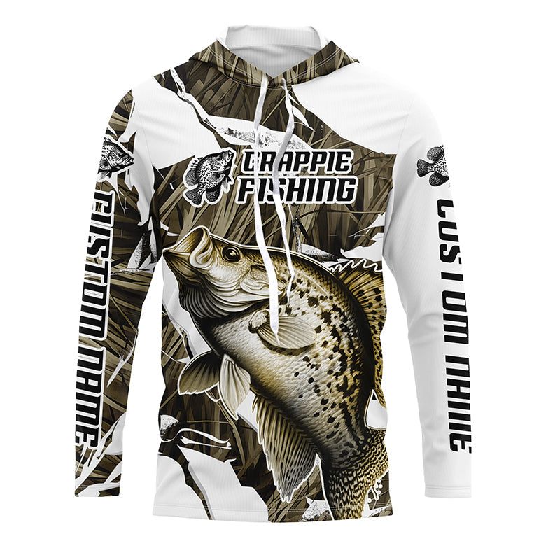 Grass Camo Custom Crappie Fishing Long Sleeve Tournament Fishing, Crappie Fishing Apparel