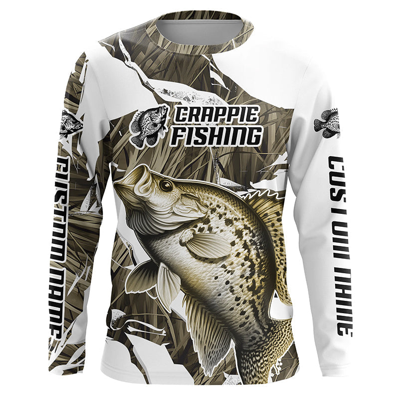 Grass Camo Custom Crappie Fishing Long Sleeve Tournament Fishing, Crappie Fishing Apparel