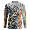 Largemouth Bass Fishing Custom Long Sleeve Tournament Fishing, Gray Camo Bass Fishing