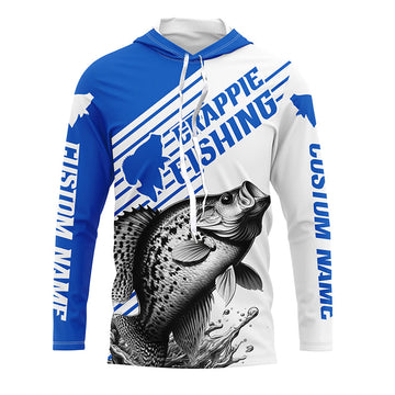 Crappie Fishing Customized Name Long Sleeve Tournament, Crappie Fishing | Blue