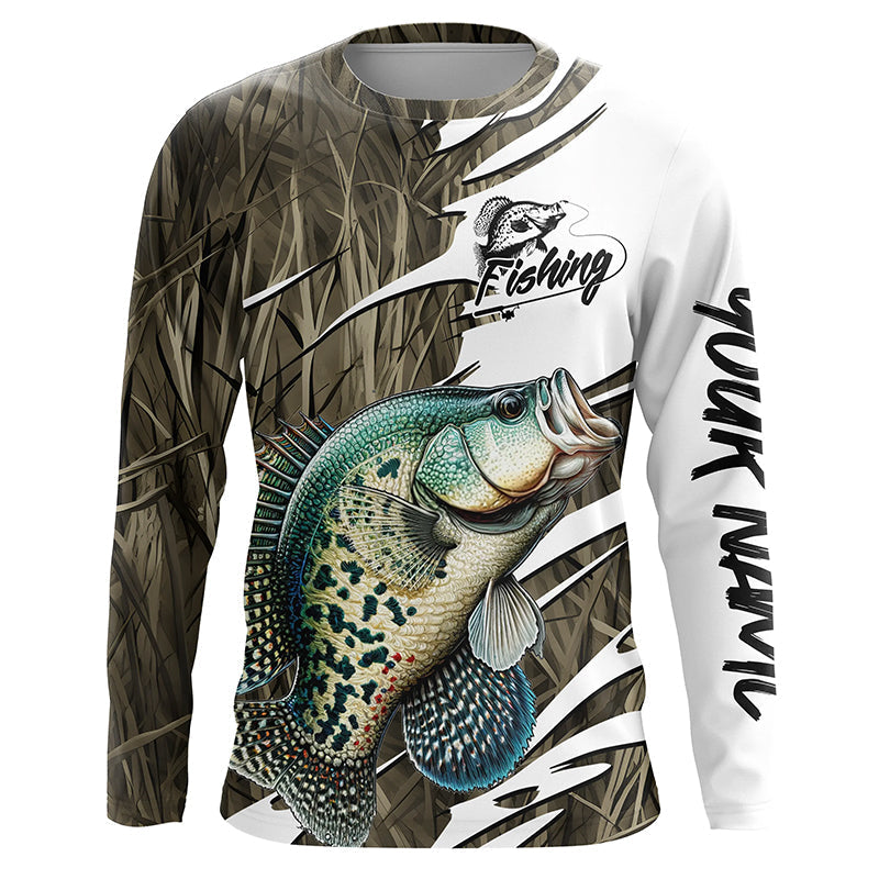 Crappie Fishing Custom Camo Long Sleeve Fishing, Crappie Fishing Tournament Apparel